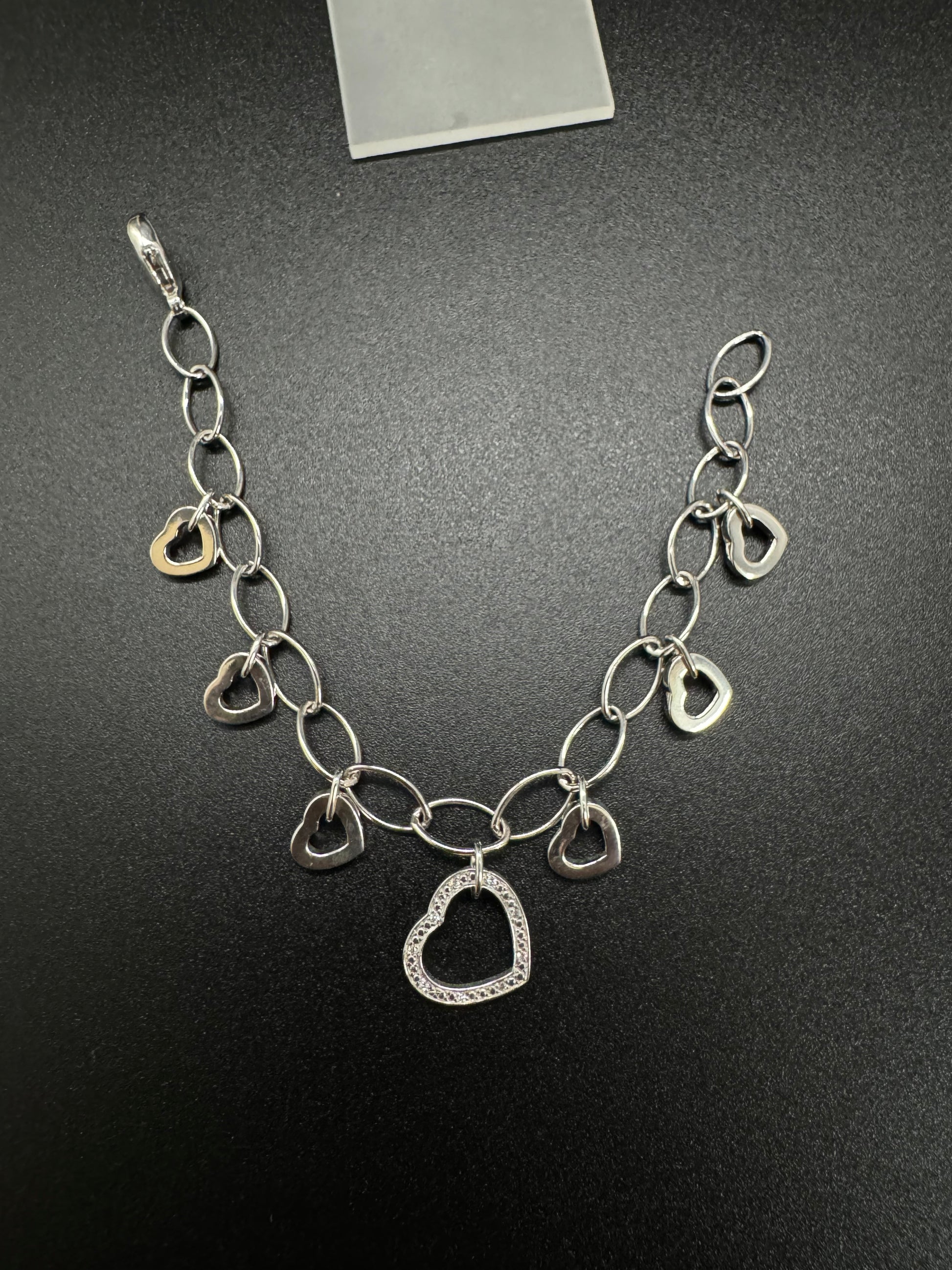 925er Silber Bettelarmband Herzen Zirkonia 19cm